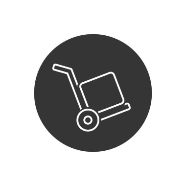 Beyaz kutulu vektör çizgisi ikon arabası. el arabası simgesi