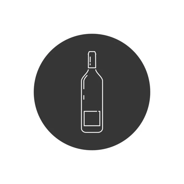 Wine bottle line icon on white. Vector illustration — Stock Vector