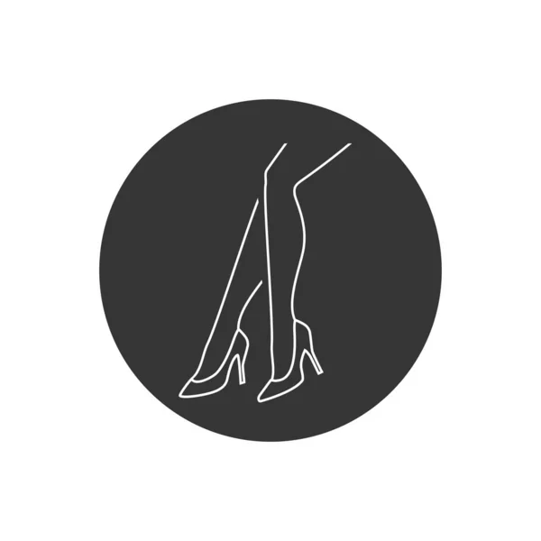 Monochrome vector illustratie van een vrouw benen met schoen lijn pictogram, geïsoleerd op een witte — Stockvector