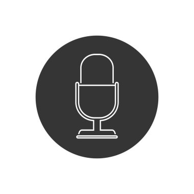 Retro mikrofon vektör çizgisi simgesi beyaz arkaplanda izole edildi