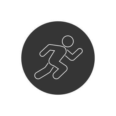 Koşan adam, atletizm, maraton, yaz sporu, beyaz arka planda izole edilmiş çizgi simgesi.