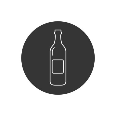 Tek düz bira şişesi çizgisi simgesi beyaz arkaplanda izole.