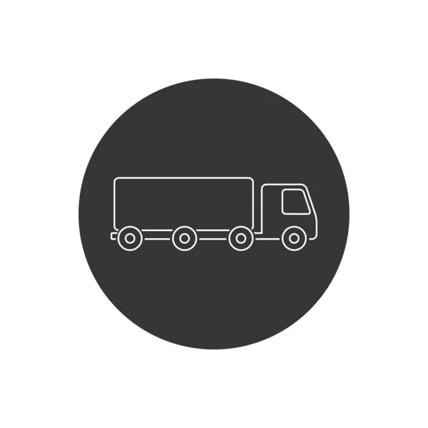 Truck trailer vector line icon. Semi lorry wagon commercial transport logistic concept. Van delivery shape sign isolated — Stock Vector
