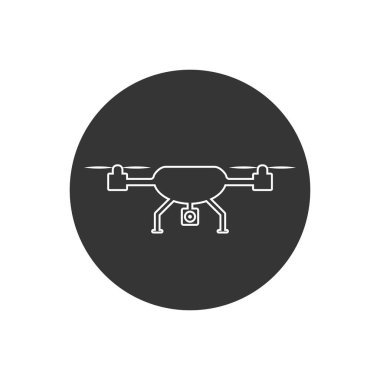 İHA helikopter hattı simgesi düz bir şekilde. Vektör modern düz biçim