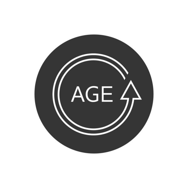 Икона "Векторная линия возраста" выделена на белом современном плоском стиле
