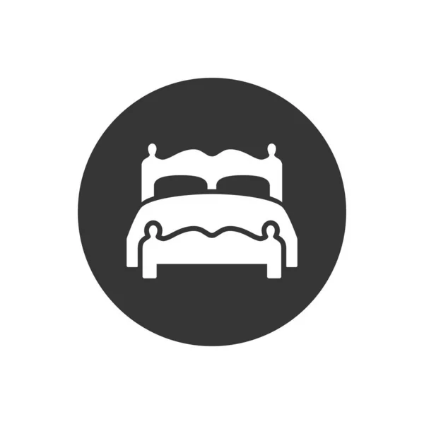 Ícone de vetor de cama de casal no estilo plano moderno branco — Vetor de Stock