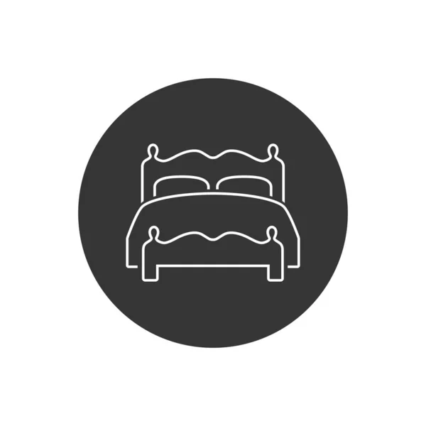 Dubbel bed vector lijn pictogram op witte moderne platte stijl — Stockvector