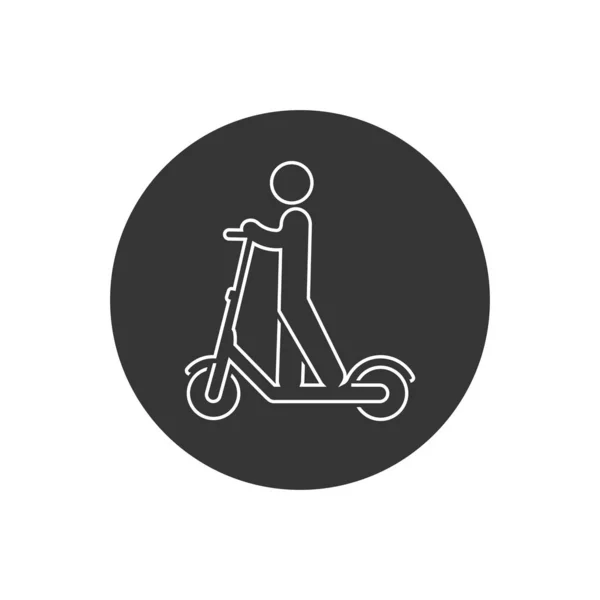 Elektrische scooter persoon paardrijden e-scooter zwarte lijn pictogram glyph illustratie — Stockvector