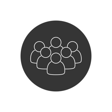 Beyaz arka planda siyah renkli insanların çizgi simgesi izole edildi. İş, girişim ve internet için ideal bir grup insan. Beyaz arka planda siyah insanlar. Grup insanları