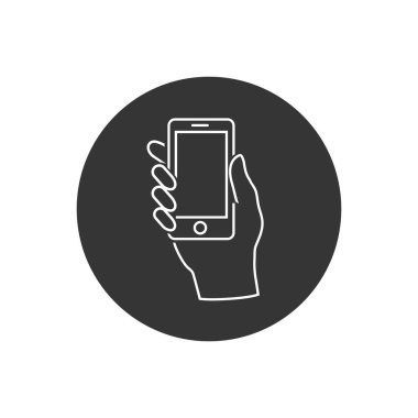 Akıllı telefon hattı simgesini tut. Vektör modern düz biçim