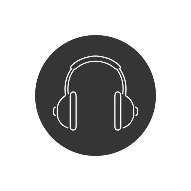 Kulaklık hattı simgesi düz stil. Beyaz izole edilmiş arka planda kulaklık vektör illüstrasyonu. Ses aygıtı işi