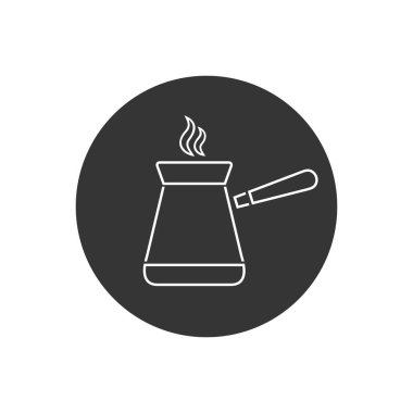 Jezve Türk kahve fincanı ikonu. Vektör modern düz biçim