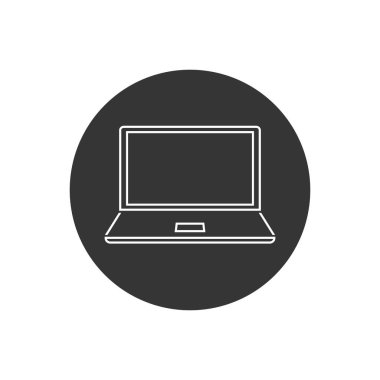 Laptop hattı simgesi cihazı, ofis. Vektör modern düz biçim