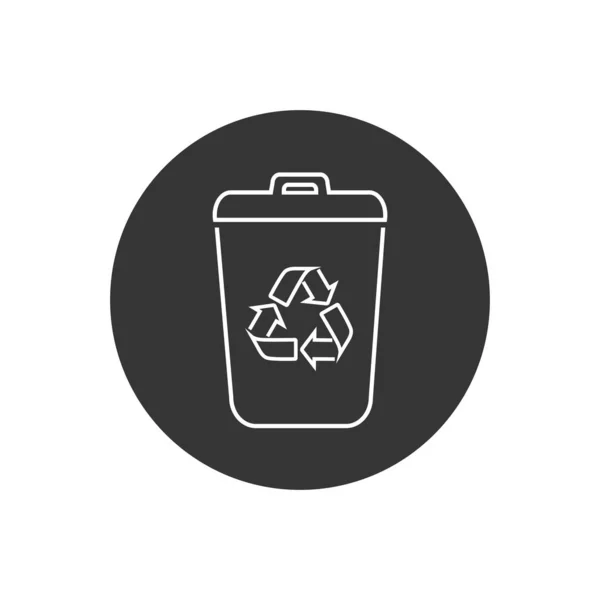 Mülleimer Vektor Line Icon. Eco Bio Konzept, Recycling. Flaches Design Illustration isoliert auf weißem Hintergrund. Schwarzes Zeichen für das Netz — Stockvektor