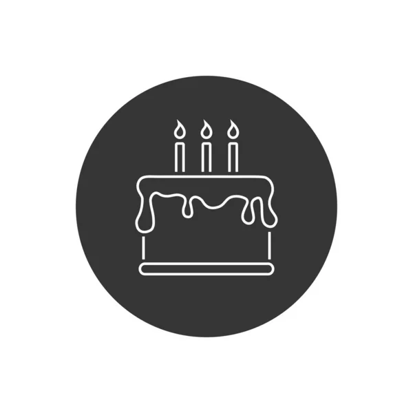 Happy Birthday and Cake Line Icon. Векторный современный плоский стиль — стоковый вектор