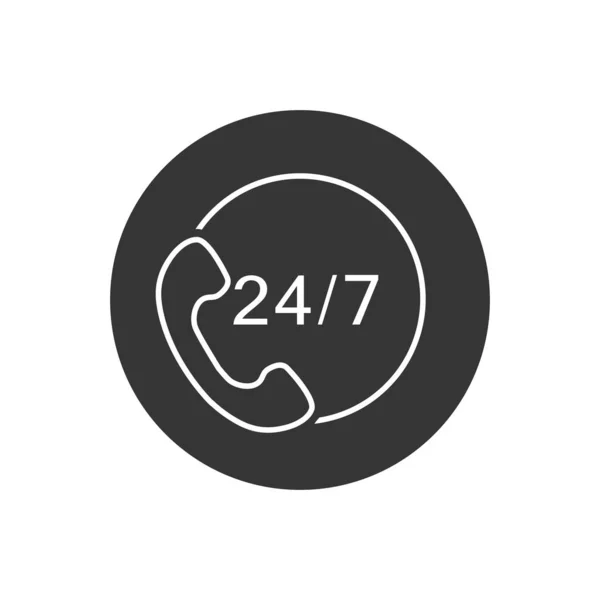 24 7 call center podpora vektorové čáry ikona moderní plochý styl — Stockový vektor