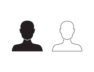 Avatar Düz Biçim Vektör Simgesi Ayarlandı. Kullanıcı İmza Simgesi. İnsan Avatar Siyah Simge Vektör İllüstrasyonu