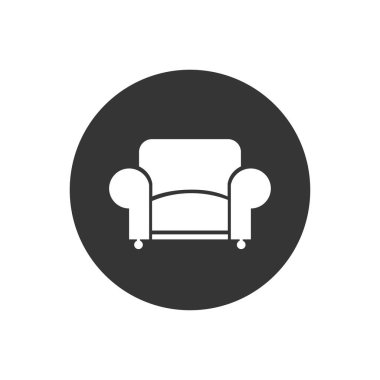 Gri üzerine düz sandalye ikonu. Vektör