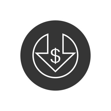 Maliyet azaltma çizgisi simgesi beyaz arkaplanda izole edildi. Vektör illüstrasyonu