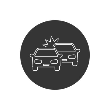 Çökmüş Arabaların vektör çizgisi simgesi beyaz üzerine