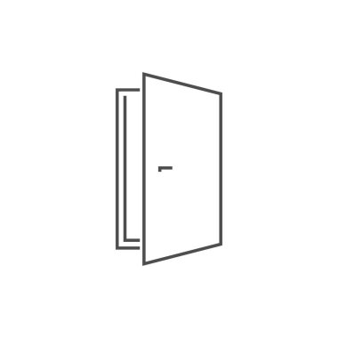 Beyaz üzerinde kapı vektör çizgisi simgesi