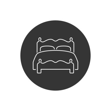 Beyaz üzerine çift yatak vektör çizgisi simgesi