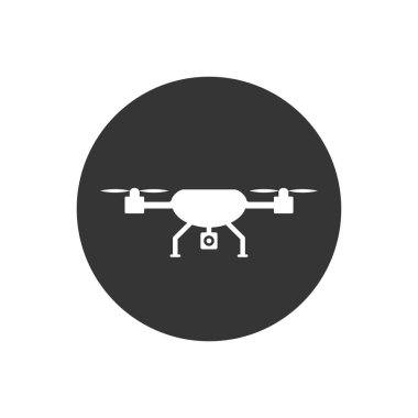 İHA helikopter simgesi düz stil. Vektör