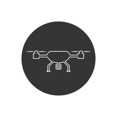 İHA helikopter hattı simgesi düz bir şekilde. Vektör