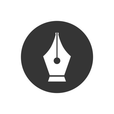 Siyah Çeşme kalem ucu simgesi gri arkaplanda izole edilmiş beyaz. Kalem aleti işareti. Vektör İllüstrasyonu