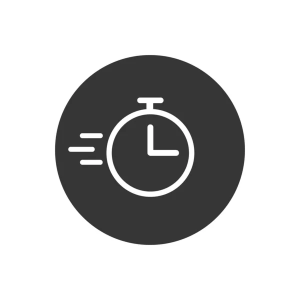 时钟或时间飞行白色图标孤立在灰色背景 更及时的信号 平面时间设计概念 — 图库矢量图片