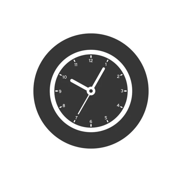Часы Знак Белый Значок Плоском Стиле Векторная Иллюстрация Управления Временем — стоковый вектор