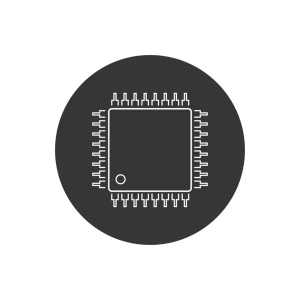 Computer Chip Vonal Ikon Vektor Illusztráció — Stock Vector