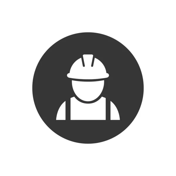 Bauarbeiter Vektor Weißes Symbol Auf Grau — Stockvektor