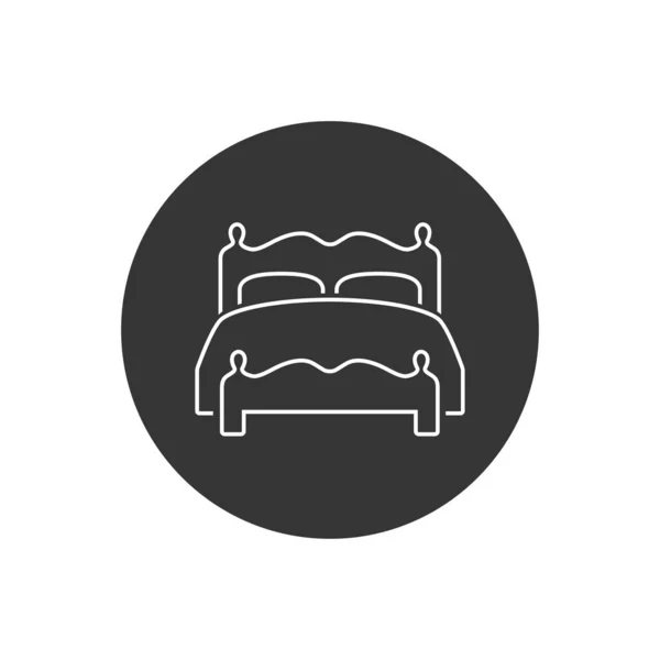 Dubbel Bed Vector Lijn Pictogram Wit — Stockvector