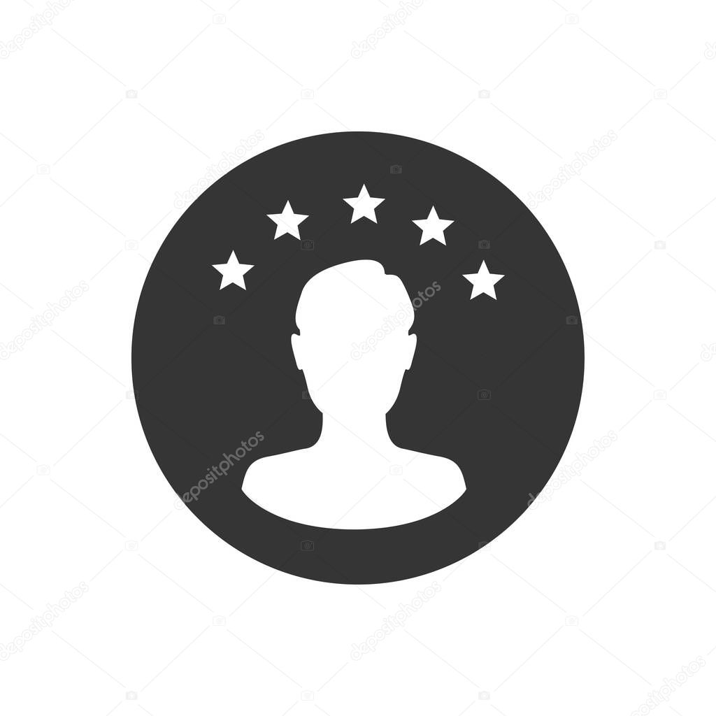Customer experience or 5 star satisfaction rating art vector icon for review apps and websites