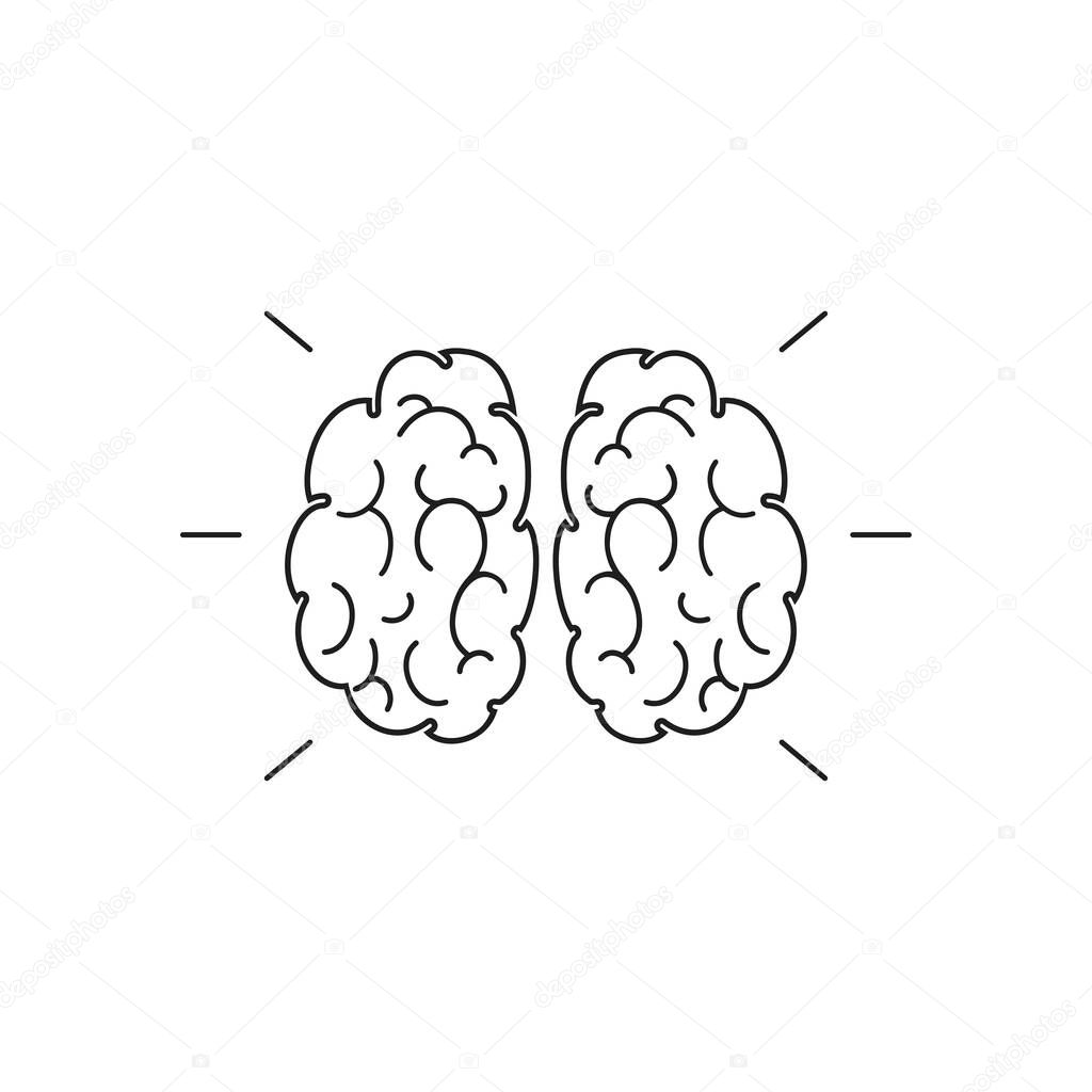 Brain Line Icon Vector Illustration. Logo Template