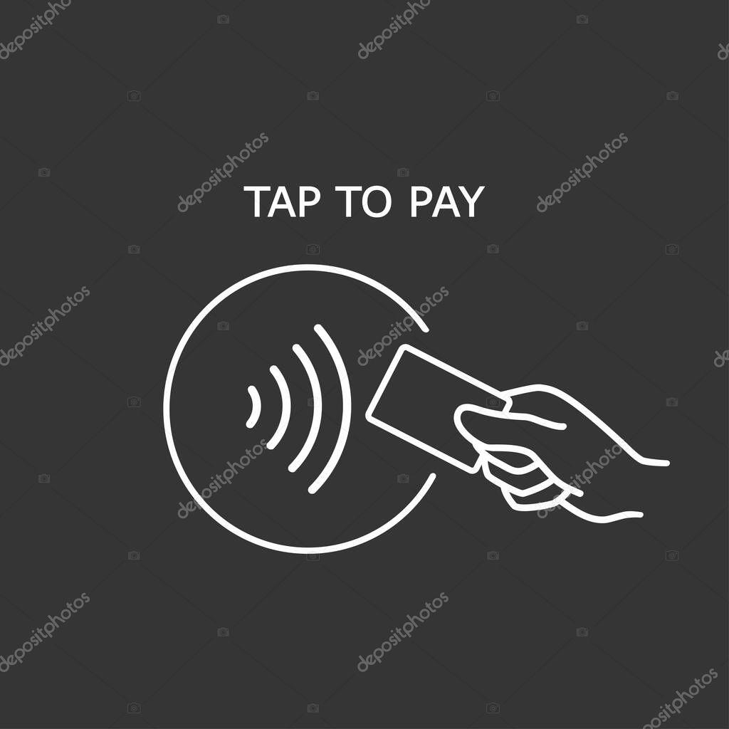 Contactless payment, credit card and hand tap pay wave logo. Vector wireless NFC and contactless pay pass icon