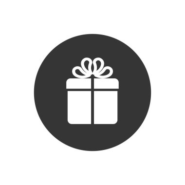 Hediye kutusu simgesi düz stil. Vektör illüstrasyonu