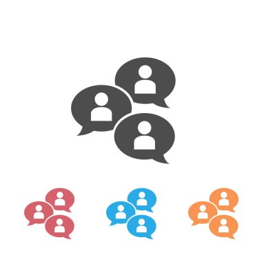 Uygulamalar ve web siteleri için birden fazla kişiyle sohbet eden grup sohbet baloncukları veya forum tartışma simgesi