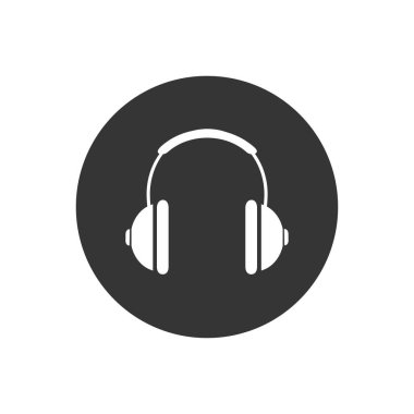 Kulaklık Kulaklık simgesini düz stil. Kulaklıklar beyaz izole arka planda illüstrasyon vektör. Ses aygıtı iş kavramı