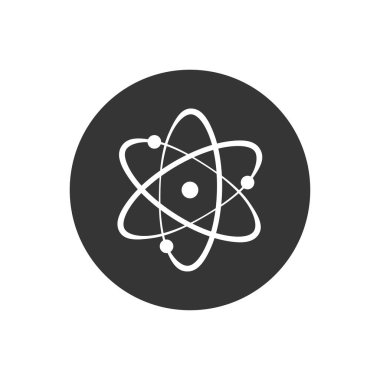 Atomun çekirdeğinin simge yapısı. Atom, proton, nötron ve elektron. Vektör çizimi