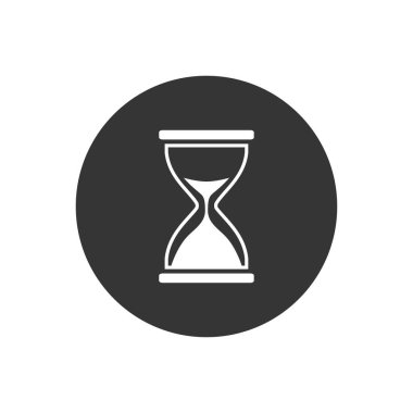 Gri arkaplanda kum saati simgesi tasviri. Vektör