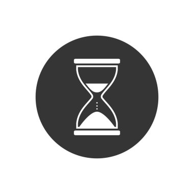 Gri arkaplanda kum saati simgesi tasviri. Vektör