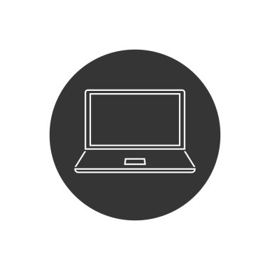 Laptop hattı simgesi cihazı, ofis. Vektör