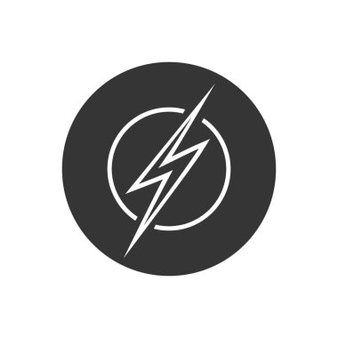 Şimşek, elektrik güç vektör logosu tasarımı elementi. Enerji ve gök gürültüsü elektrik sembolü konsepti. Çemberde şimşek işareti var. Güç hızlı logoti. Satır simgesi