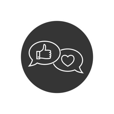 El çizgisi simgesi gibi. Sohbet kabarcık tasarımı. Başparmak yukarı parmak işareti. Marka elçisi jest sembolü. Anahat kavramı. El simgesi gibi ince çizgi. Vektör