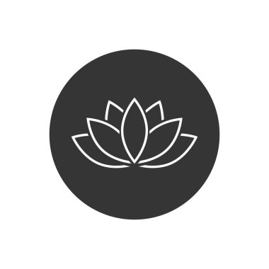 Lotus çizgisi simgesi ya da beyaz üzerine harmoni simgesi. Vektör