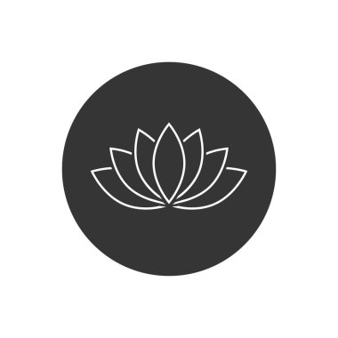 Lotus çizgisi simgesi ya da beyaz üzerine harmoni simgesi. Vektör