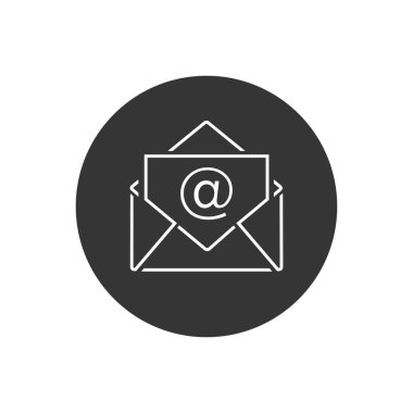 Beyaz üzerine e- posta vektör çizgisi simgesi