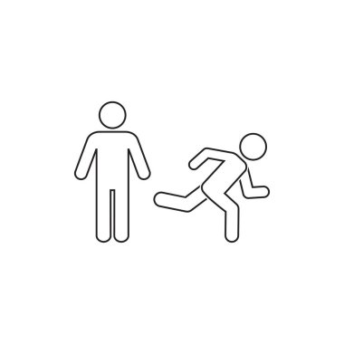 Ayakta duran ve çizim yapan biri. Kaç, yön bulma yolu simgesini durdur